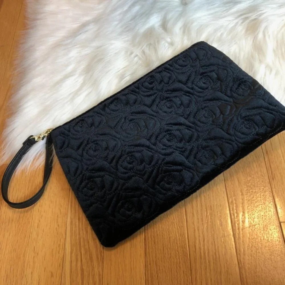 Betsey Johnson Black Velvet Large Wristlet